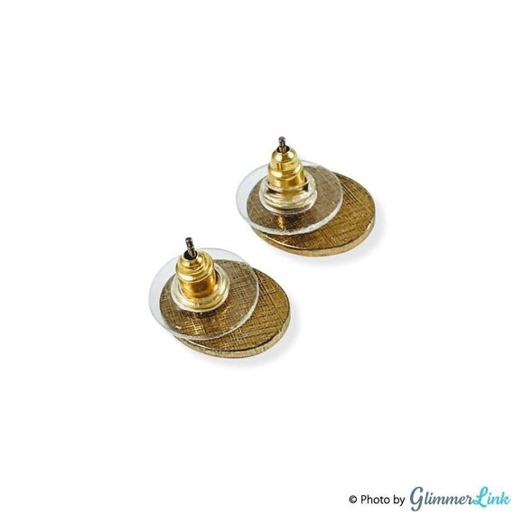 Vintage Letter F Monogrammed Oval Gold Tone Stud Earrings - Picture 7 of 10